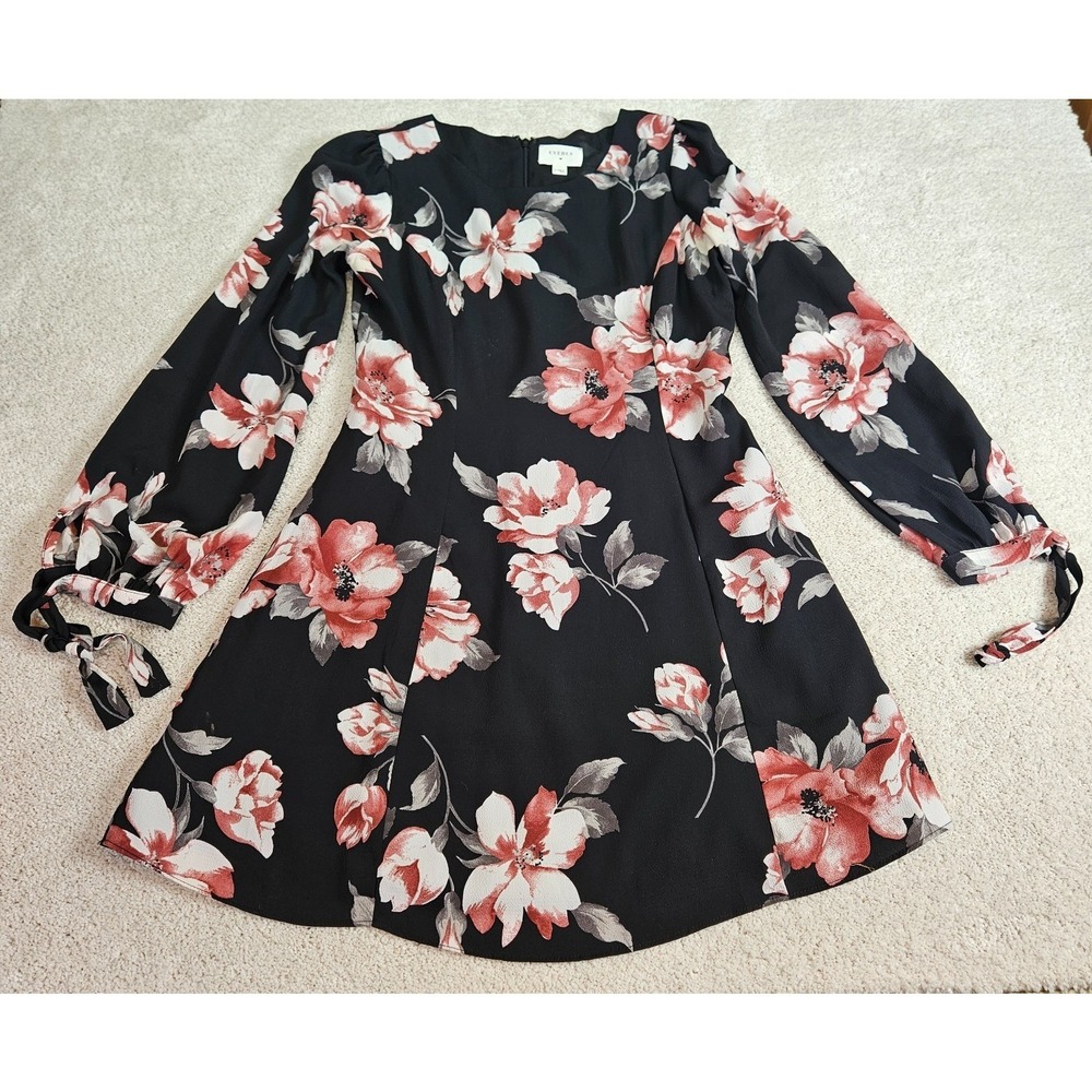 Romantic Whimsigoth Feminine Everly Mini Skater‎ Dress S Black Pink Lined Party